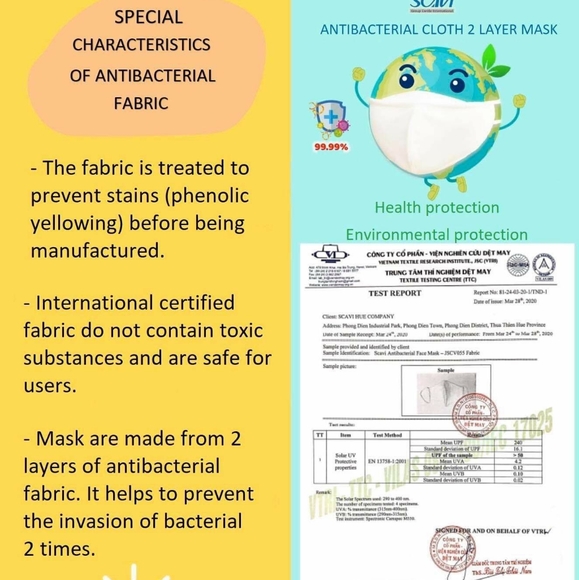 Set of 2 gray Antimicrobial Fabric Mask - Picture 3 of 8